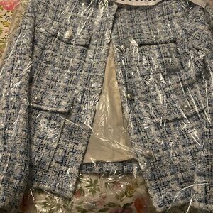 H&M Blue and White Tweed Blazer